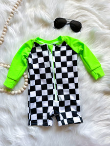 RTS 6M Checker Zip Swimsuit