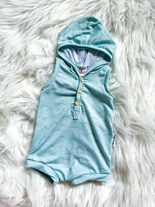 Waves Hooded Button Romper