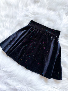 $25 VELVET CIRCLE SKIRTS: Black with rainbow glitter